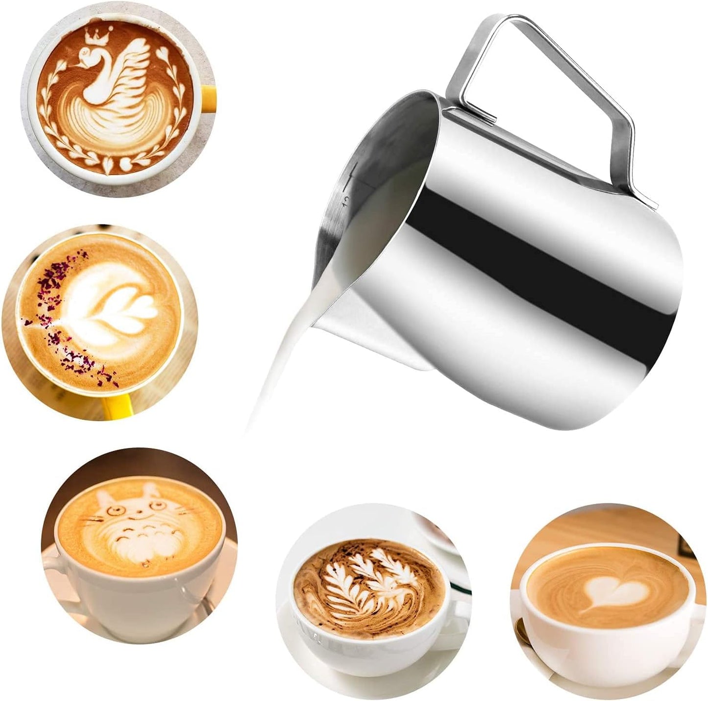 Milk Frothing Pitcher, 12oz Milk Frother Cup Espresso Cup Stainless Steel