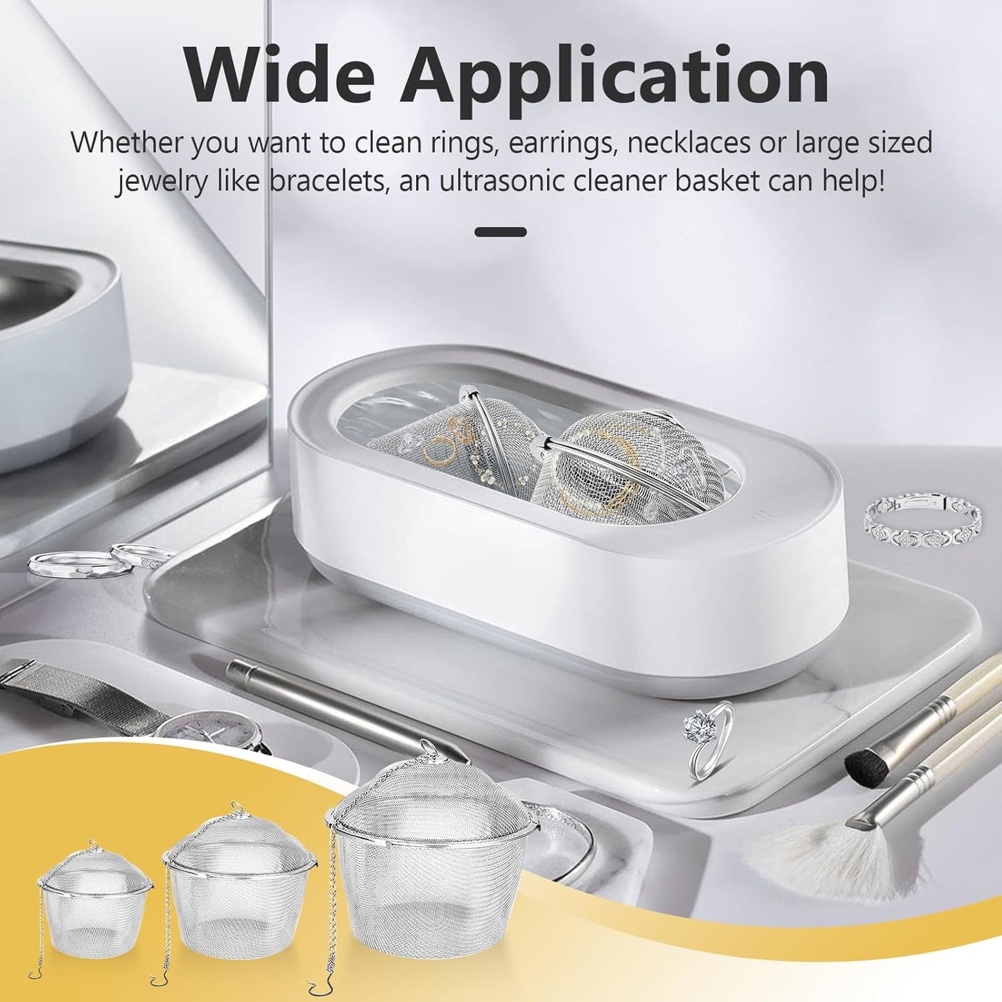 Ultrasonic Cleaner Basket, Stainless Steel Basket for Ultrasonic Jewelry Cleaner, Jewelry Steam Cleaner Basket Small Parts Washing Basket for Jewelry, Watch Parts