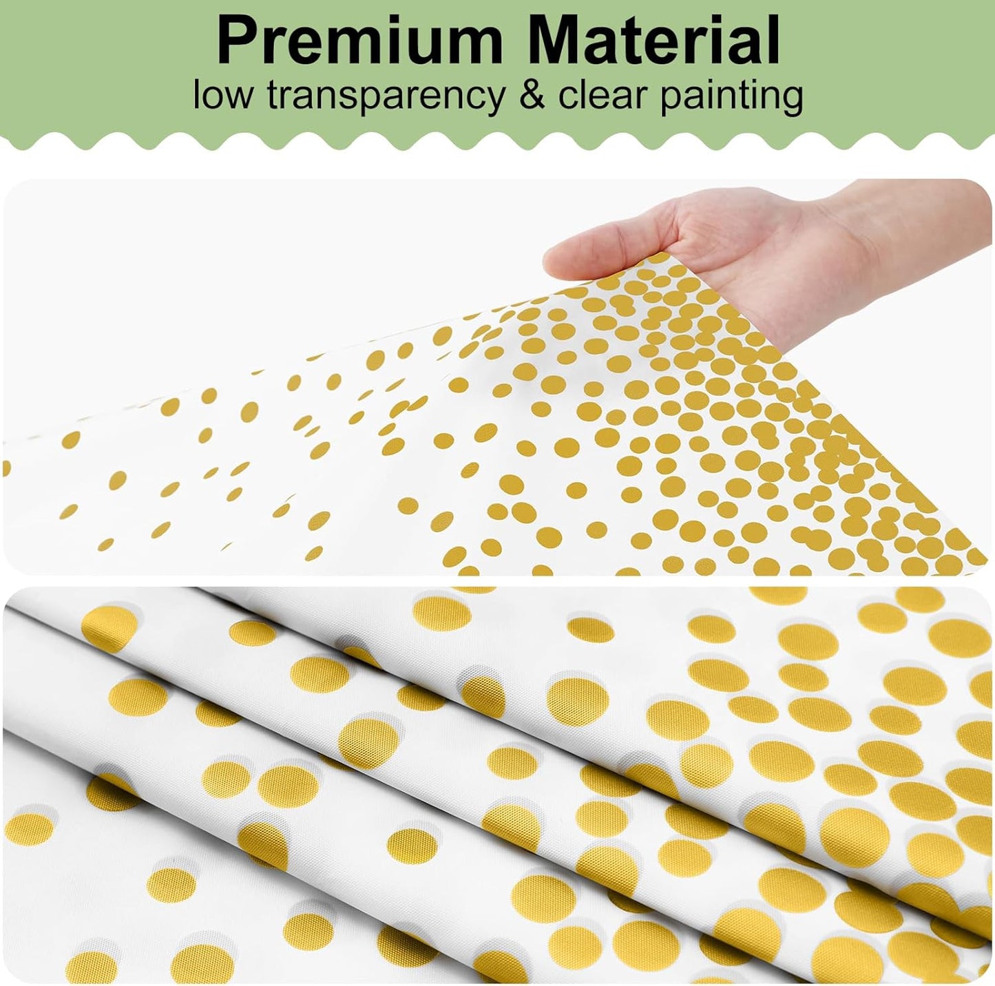 3 Packs Dot Disposable Table Cloth, 54 x 108 Inch Waterproof Plastic Tablecloth, Rectangle Gold Dots in White Table Covers for Easter, Picnic, Birthday, Party