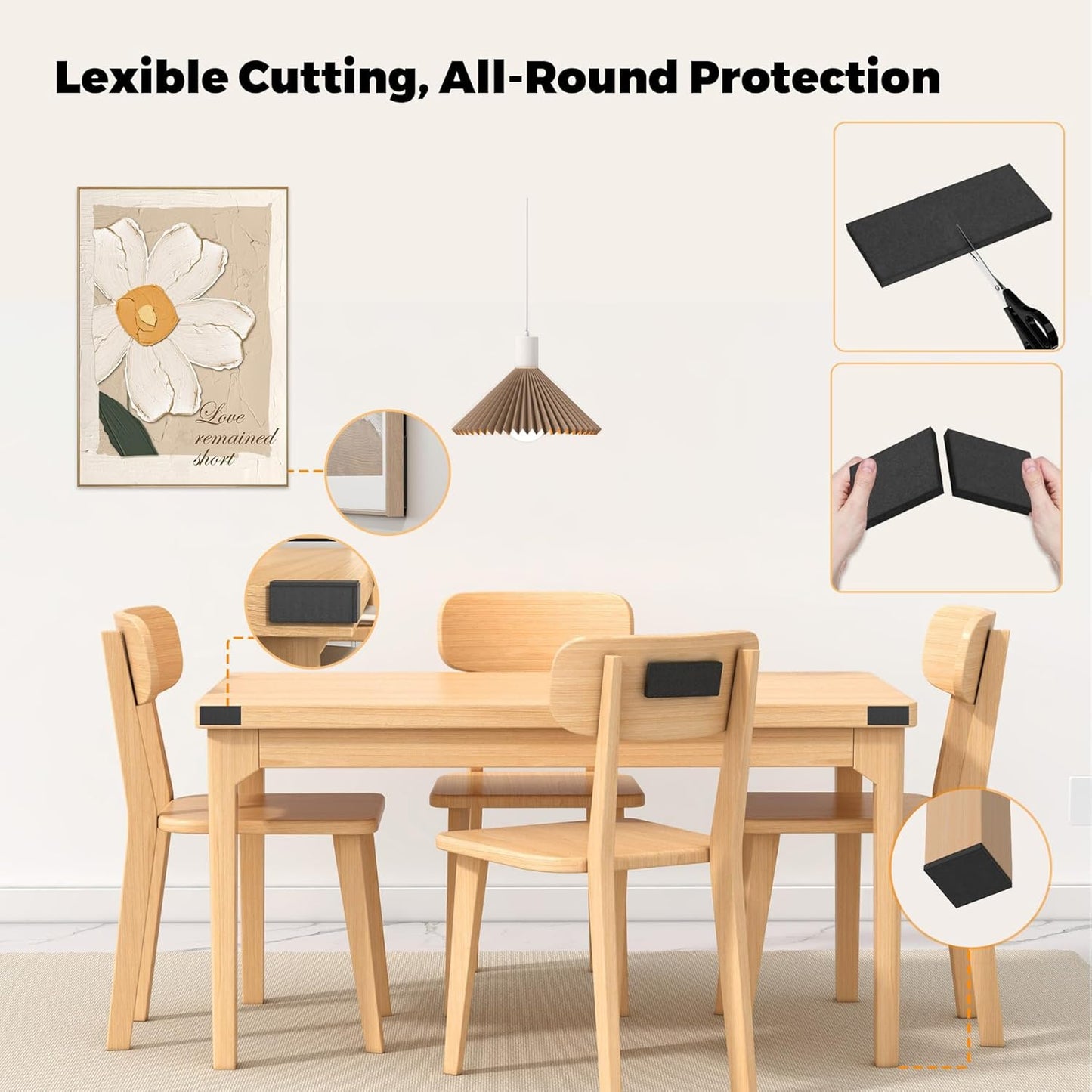 Furniture Wall Protectors, 23Pcs EVA Foam Headboard Stoppers for Wall, Bed Stoppers for Headboard, 10Pcs (20mm Thick)+13Pcs (3mm Thick) Couch Wall Protector, Black Headboard Bumper