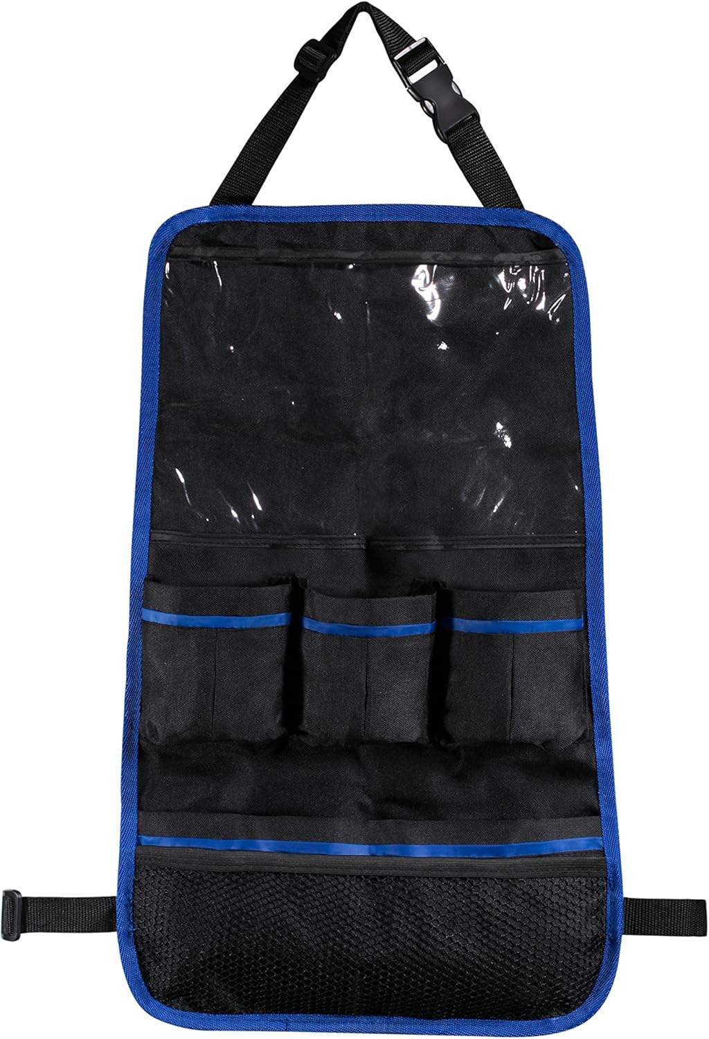 Back Of Seat Car Organizer For Kids and Family. Storage pocket for Tablet plus five additional pockets to hold children travel accessories like sippy cups, bottles, toys, snacks.