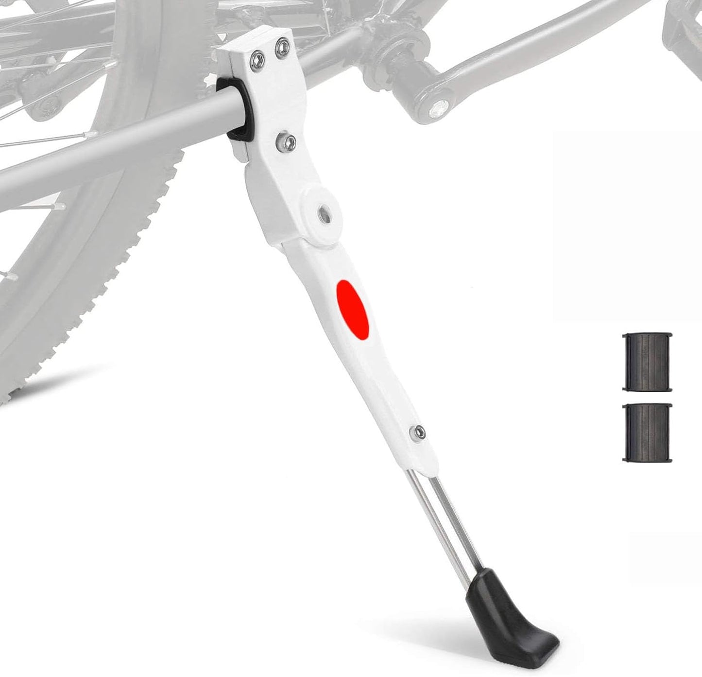 Bike Kickstand, Adjustable Alloy Aluminum Bicycle Kickstand for Road Mountain Bike, Fit 20" 24" 26" Wheels, White