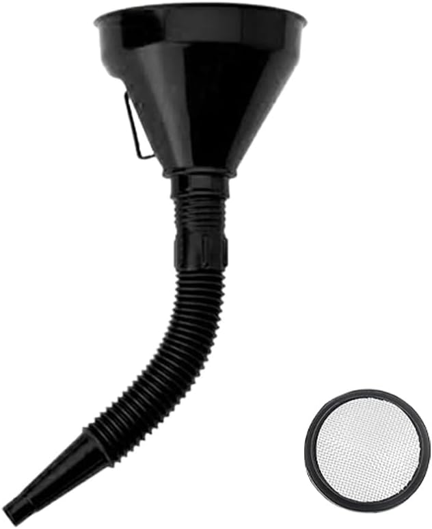 Wide Mouth Oil Funnel with Handle, Automotive Flex Funnel with Flexible Spout Extension Nozzle Hose Mesh Screen Filter for Cars Motorcycles Engine Oil, Liquid, Diesel, Kerosene, Gasoline