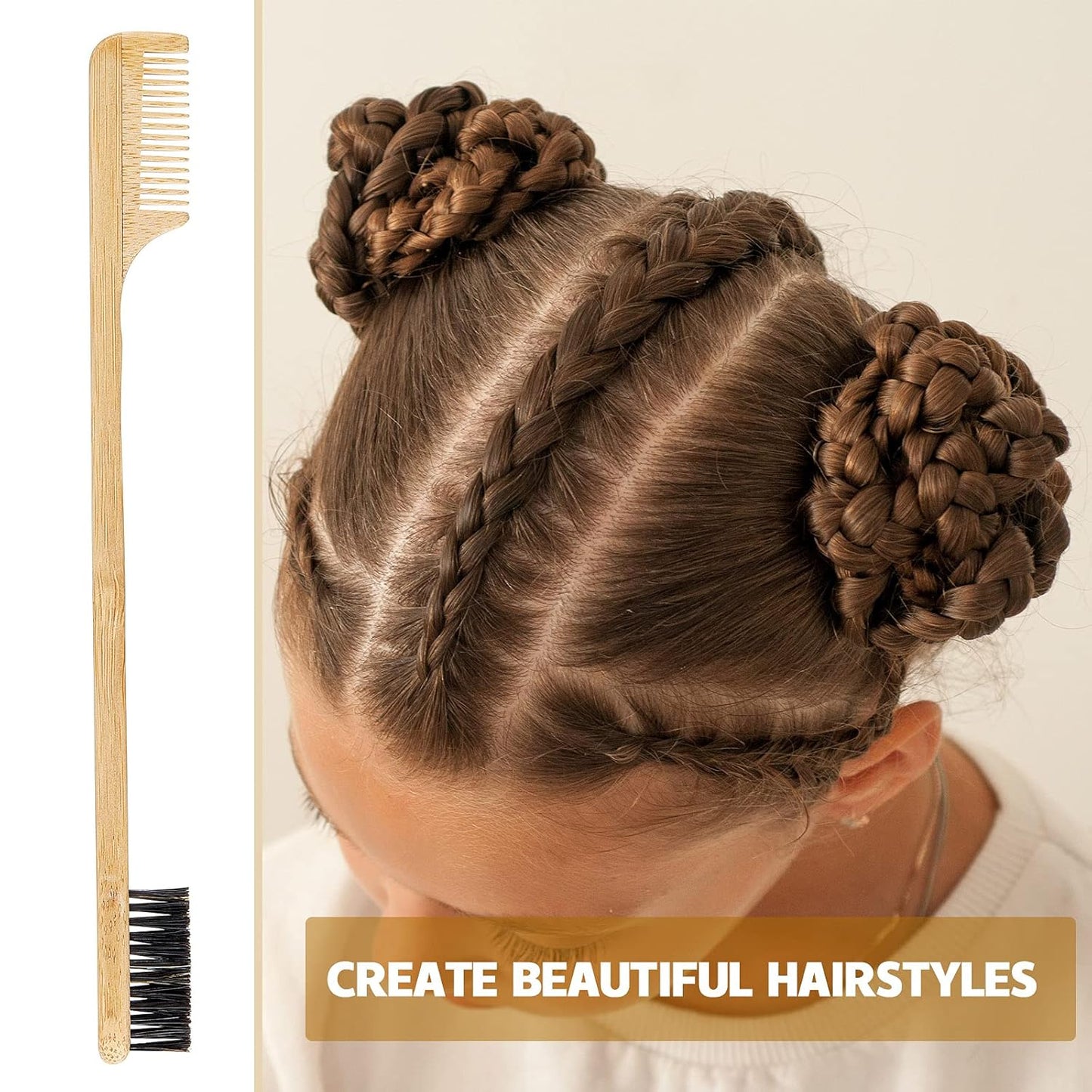 3 Pieces Moustache Comb and Brush Beard Edge Brushes 2-in-1 Sapling Wood Mustache Comb Gentle Control Bamboo Eyebrow Hair Tool