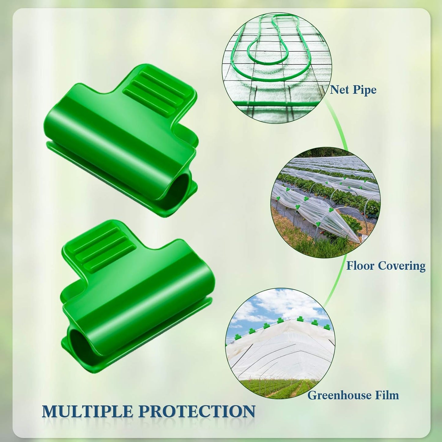 40 Pieces Greenhouse Clamps Film Row Cover Netting Tunnel Hoop Clip Frame Shading Net Rod Clip Greenhouse Film Clamps for Season Plant Extension Support (40 pieces,10 mm)