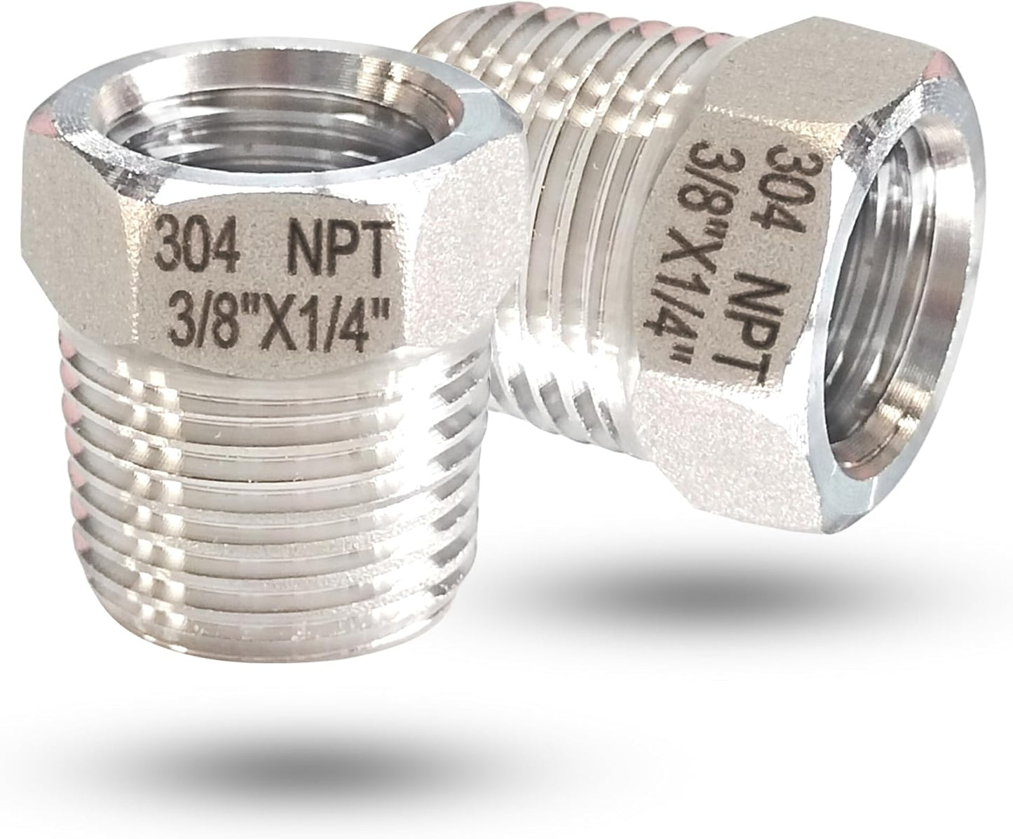 3/8" NPT Male to 1/4" NPT Female Reducer Bushing, 304 Stainless Steel Pipe Hex Bushing NPT Male to Female Reducing Adapter Pipe Fitting for Reducing Pipe (3/8mnpt x 1/4fnpt)