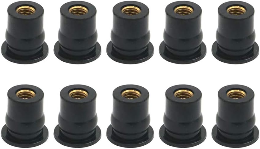 10PCS Rubber Well Nut for Windscreen & Fairing Universal M6 6mm1/2" Wellnuts For Universal Motorcycle