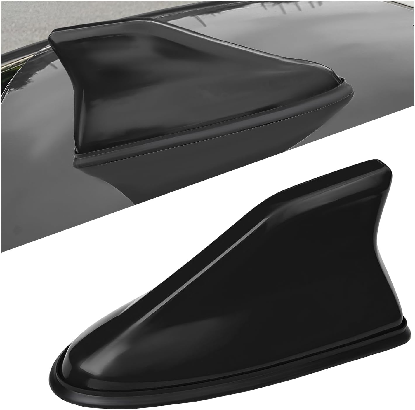 Shark Fin Antenna Cover for Car, Auto AM/FM Radio Signal Base Top Roof Aerial Cover with Adhesive Tape, Fashionable Shark Antenna Base Universal Replacement for Sedan SUV Van (Black)