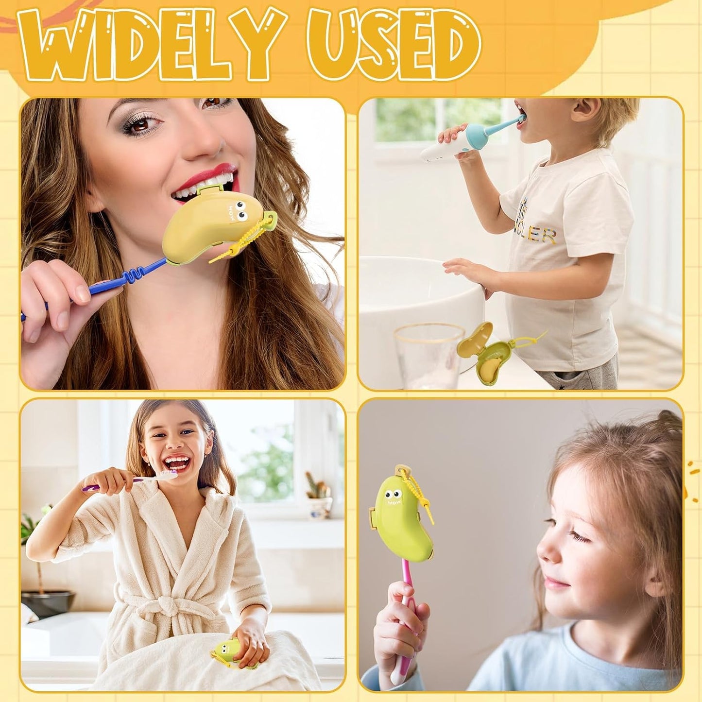 4Pcs Banana Toothbrush Set Includes Yellow Cyan, Portable Banana Toothbrush Holder with Toothpaste Dispenser, Home Goods Suitable for Home Use or Travel
