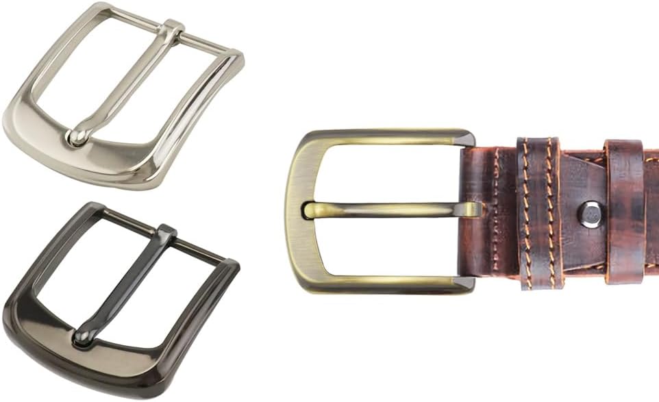 Classic Belt Buckles Set, 3 Pack Metal Belt Buckle 38-40 mm (1.5"-1.6") Single Prong Square Replacement Belt Buckle for Men Women Belt (Silver, Bronze, Gray)