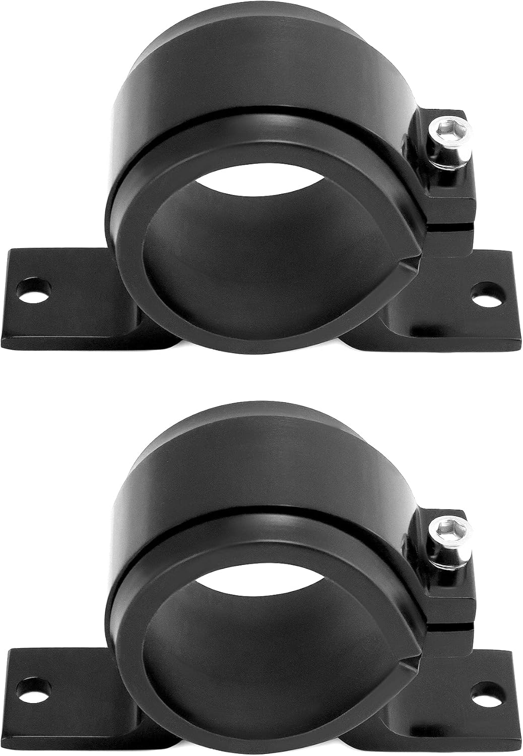 Fuel Pump Clamp Holder, 2 Pack 50mm Fuel Filter Mounting Bracket, Premium Aluminum Alloy Oil/Fuel Pump Mounting Bracket, Secure Filter Clamp Cradle, Sleek Black Design