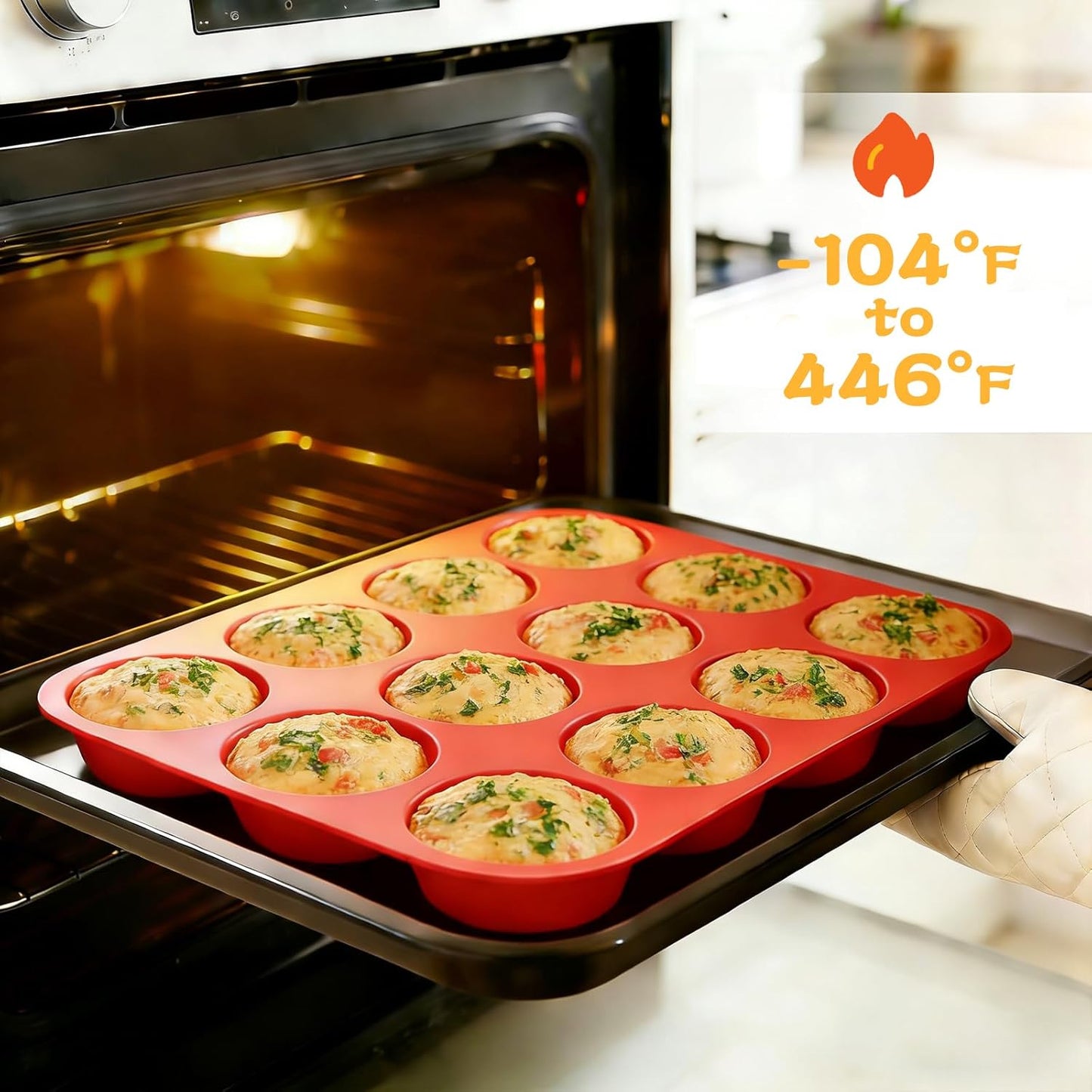 12 Cups Silicone Muffin Pan - Nonstick Cupcake Pan 1 Pack Regular Size Silicone Mold for Baking