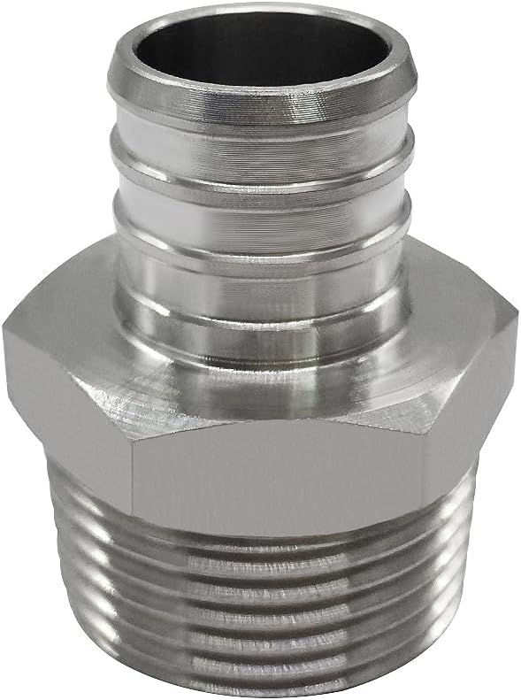 Stainless Steel PEX Garden Hose Adapter Fitting 3/4" PEX Barb to 3/4" GHT Male Connector for Outdoor Garden Irrigation Watering