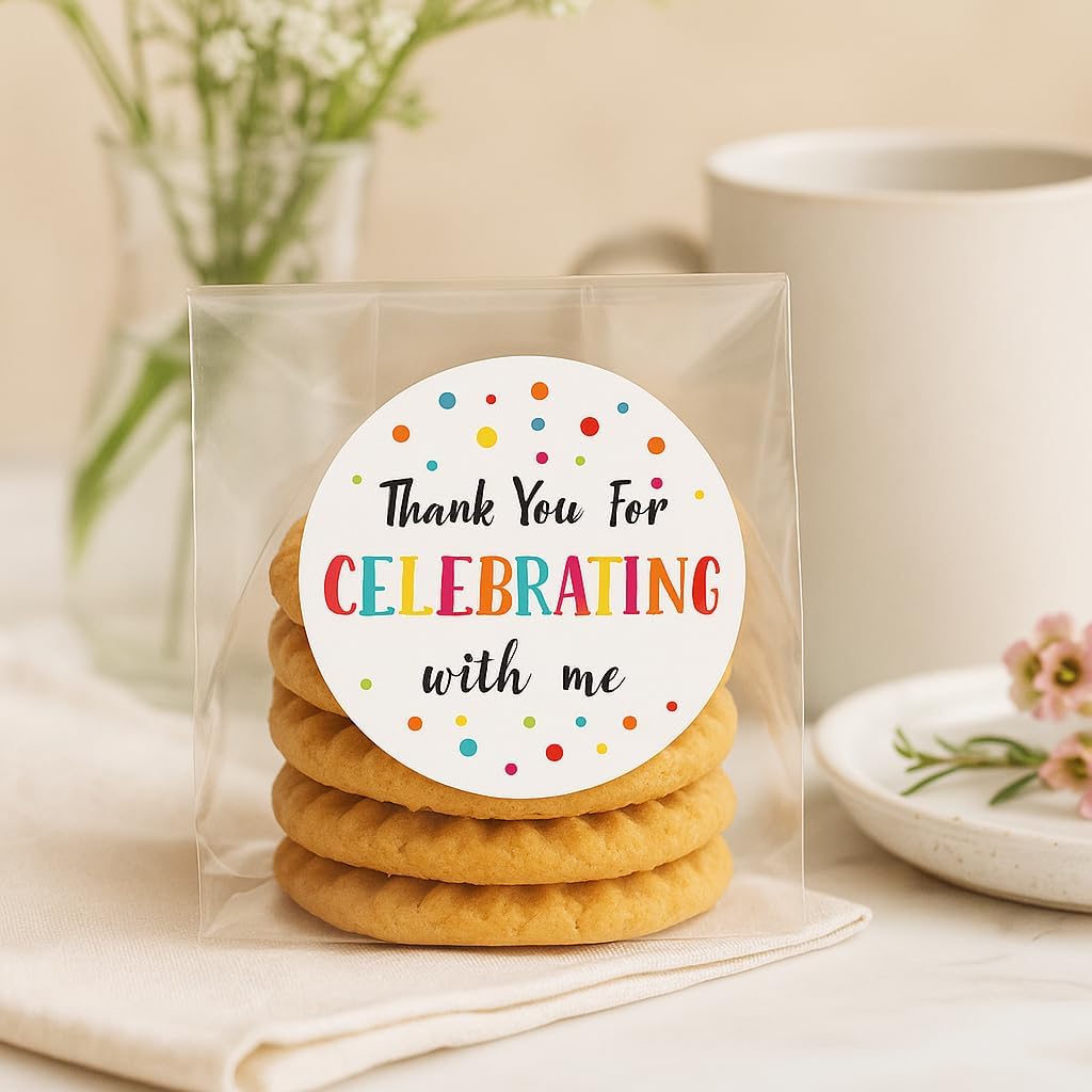 300Pcs Thank You Stickers - 2'' Thank You for Celebrating with Me Stickers Colorful Dot Thank You Birthday Party Favor Sticker Self Adhesive Thank You Seal Label Sticker for Gift Wedding Grad