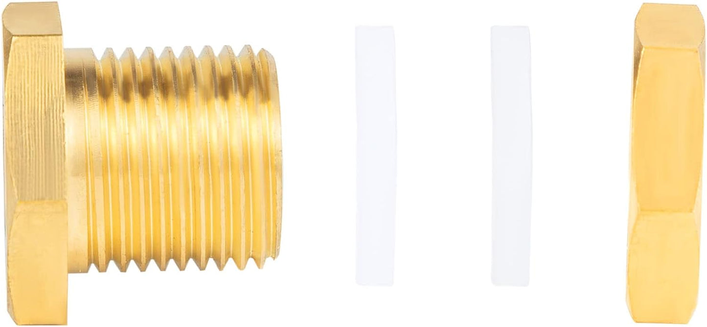 2Pack 1/4" Female NPT and 1/2" Male GHT Bulk Head Pipe Fitting Bulkhead Tank Fitting Coupler Coupling With 4 Silicone gasket