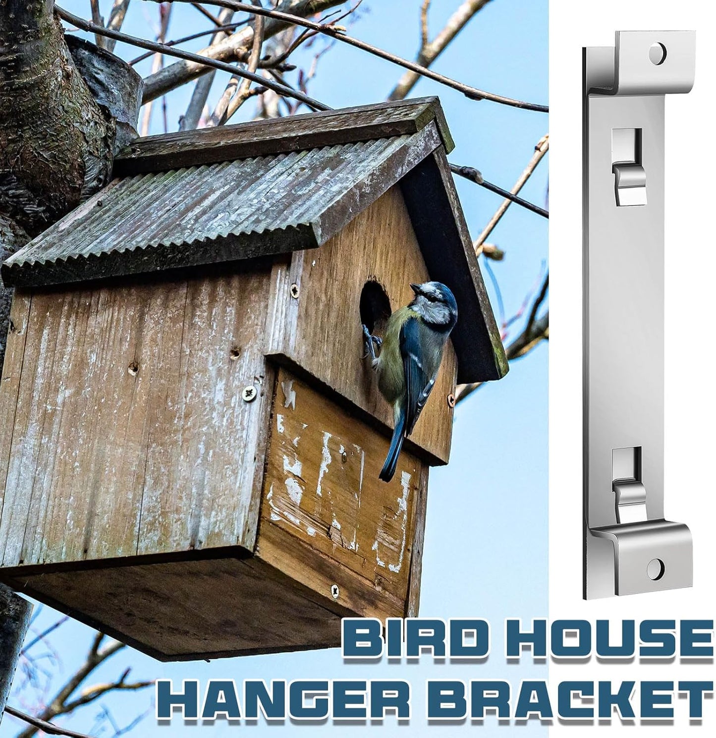 2 Sets Bird House Hanger Bracket Stable Rust Proof Galvanized Steel Mounting Bracket for Securing Bird Houses Nesting Boxes Feeders, Quickly Remove for Cleaning (Silver)