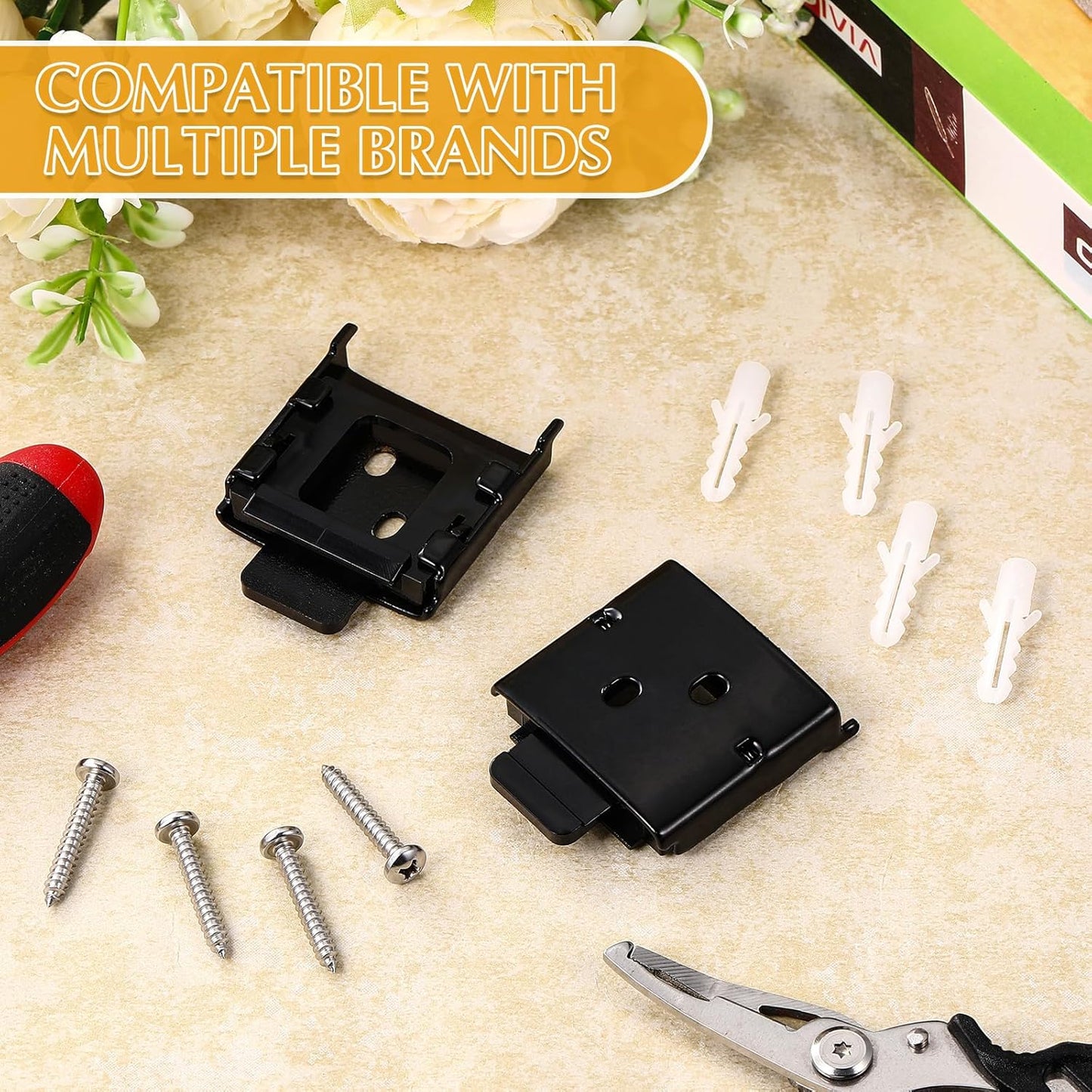 2 Pcs Universal Replacement Roller Blind Buckles Metal Blinds Mounting Brackets for Indoor Outdoor Roller Blinds