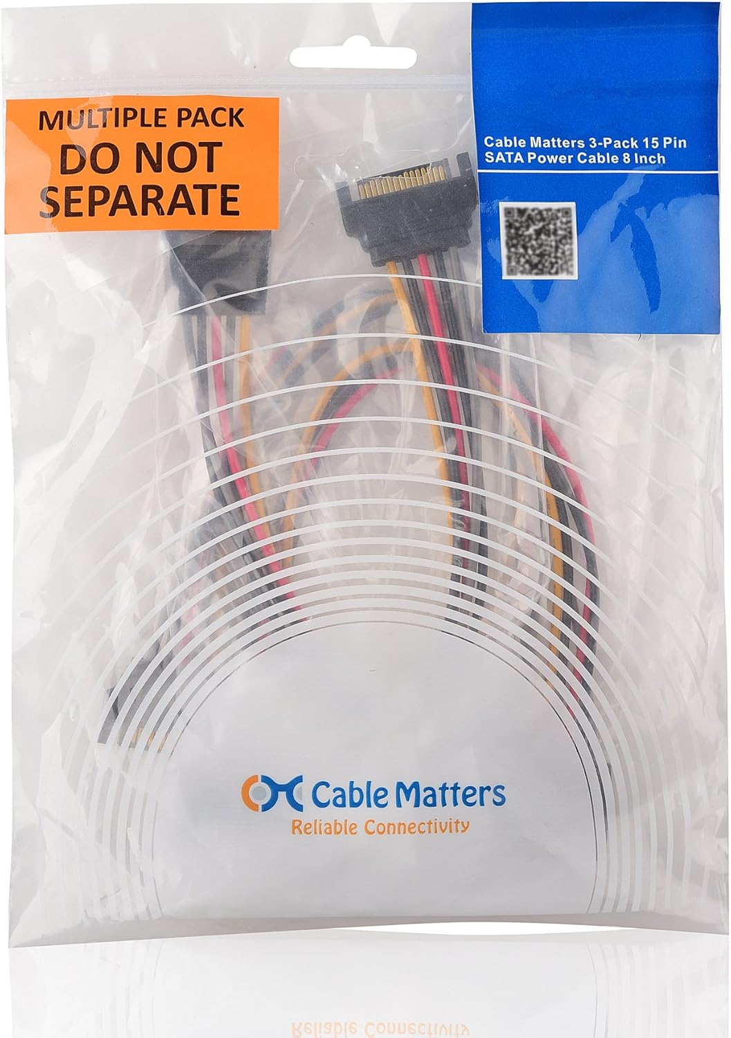 3-Pack 15 Pin SATA Power Extension Cable - 8 Inches, SATA Power Cable for Hard Drive and SSD