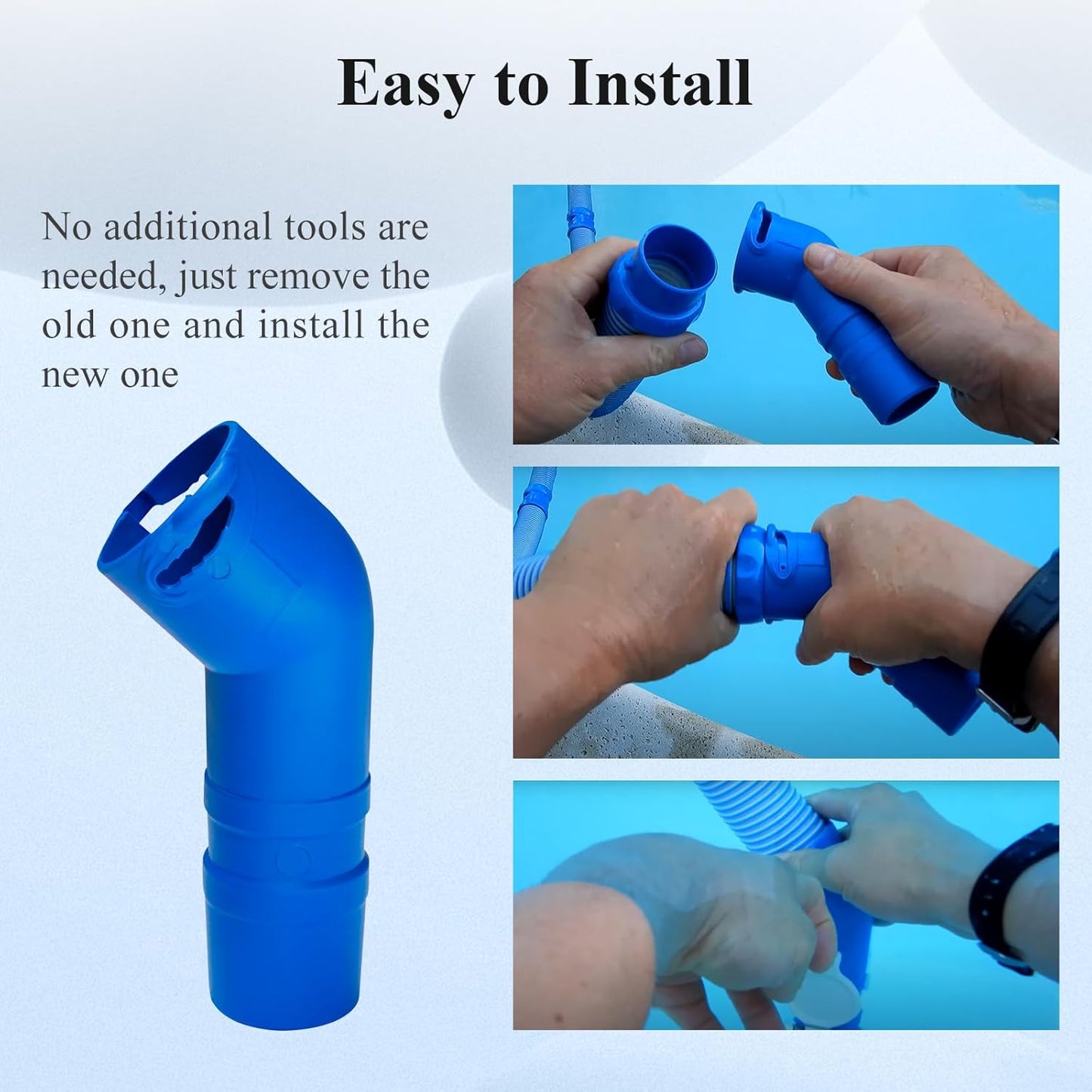 1 Pc R0532400 Cleaner Twist-Lock 45-Degree Elbow Extension, Fit for Baracuda T5 Duo & Zodiac MX6/MX8 Suction Side Automatic Pool Cleaners, Fit into Pool Wall Tightly to Operate Sweeper or Skimmer