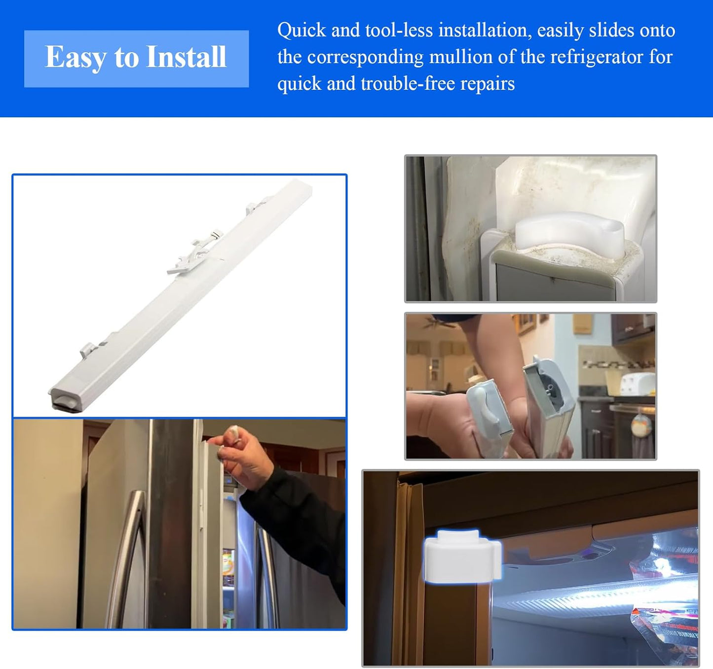 Refrigerator Door Flipper (Mullion) Repair Topper, Fit for Samsung Refrigerator RF28HDEDBSR, RF28HDWDBSR, RF31FMESBSR/AA, Compatible with Door Flipper DA97-12684D, DA97-12624A, DA97-12624B, 1 Pc White