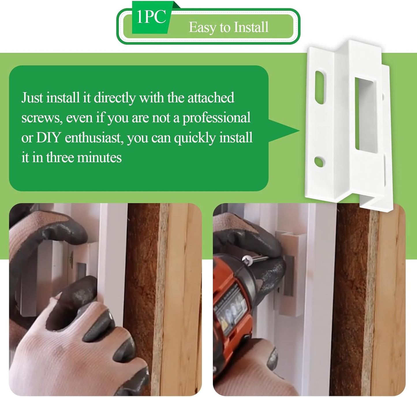 1 Pc E 2124 Aluminum Sliding Door Keeper, for Hook Style Latch, Extruded Sliding Patio Door Latch, Fit for Pella, Micron 1200 Series, Viking Doors and Other Sliding Glass Doors