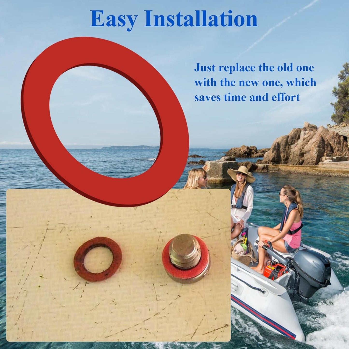 25 Pcs 90430-08020 90430-08003 Outboard Lower Unit Oil Drain Gaskets Compatible with Yamaha 4 Stroke Outboard Motors Gear Case Seals, Lower Gear Case Oil Drain Gasket, Hard Fiberboard Gaskets, Red