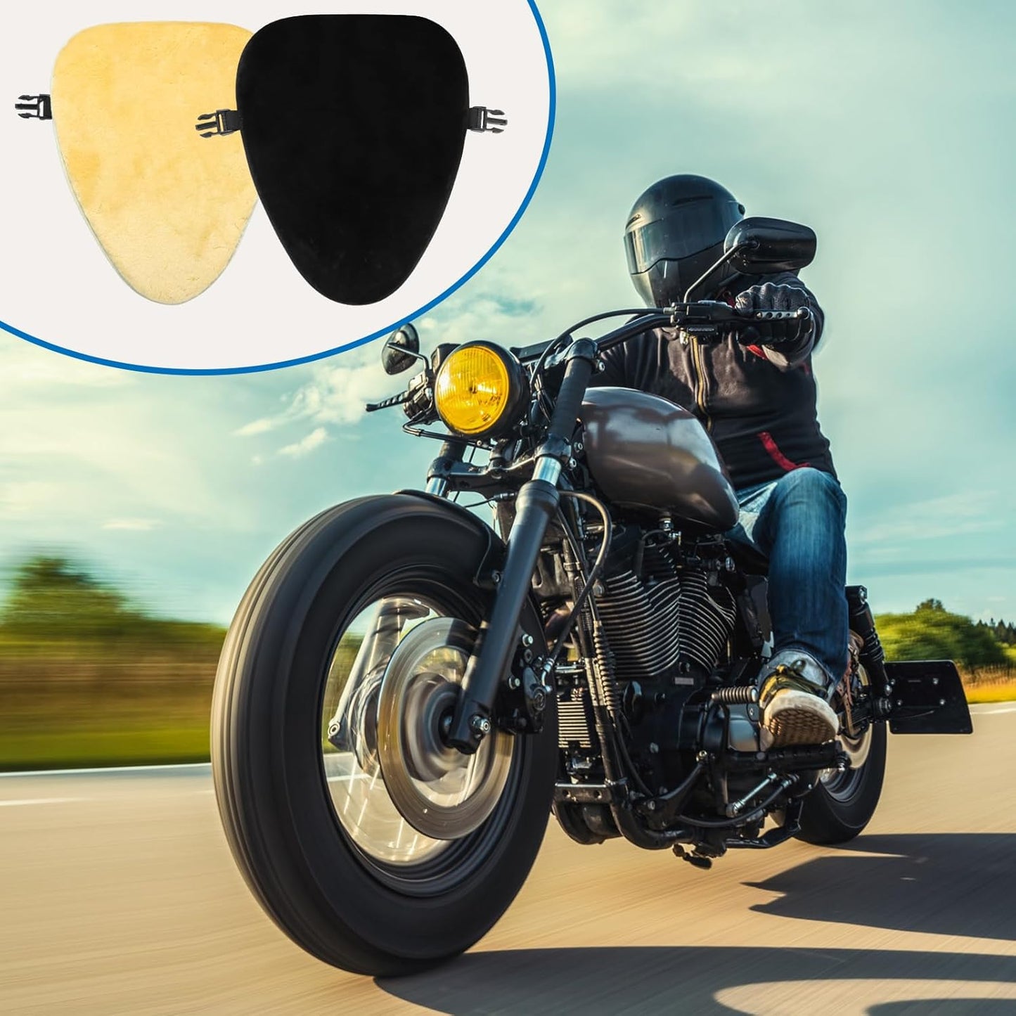 2 Pcs Sheepskin Motorcycle Seat Cover 12 x 15 inch Motorcycle Seat Pad Cushion for Temperature Control Summer Winter for Long-Distance Touring Riders