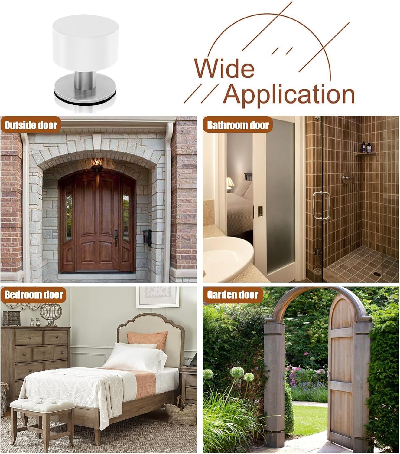 White Door Stops with Extra Stickers, No Drill Heavy Duty Rubber Doorstops,Sound Dampening Door Stopper for Bottom of Door, Home & Office Use, 1 Pack