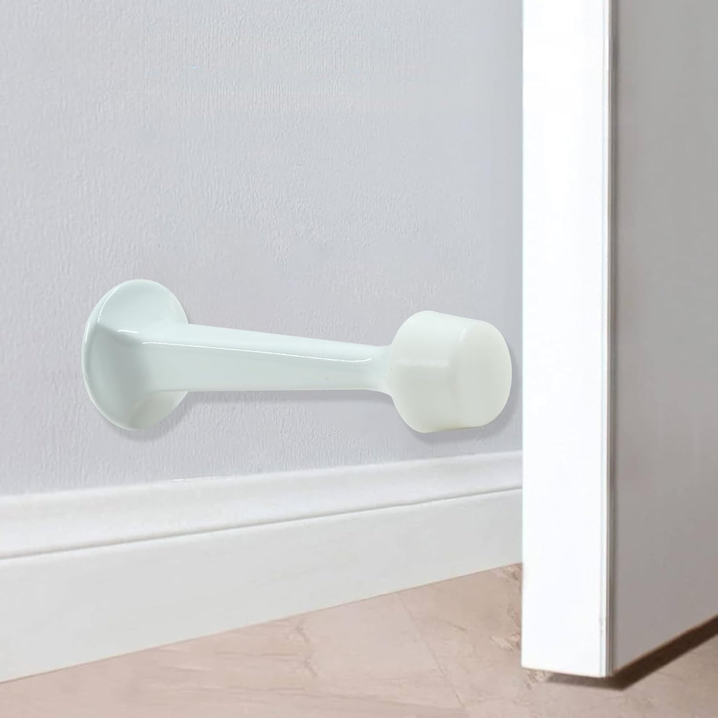 5 Pack Solid Rigid Door Stops Heavy Duty Door Stops 3" Door Stoppers with Rubber Tip for Wall & Door Protection, White