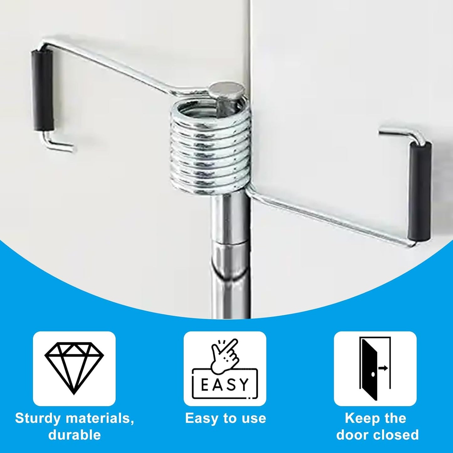 4 Pack Spring Door Closer, Automatic Self-Closing Door Hinge with Rubber Bumper for Cabinet, Closet and Interior Doors