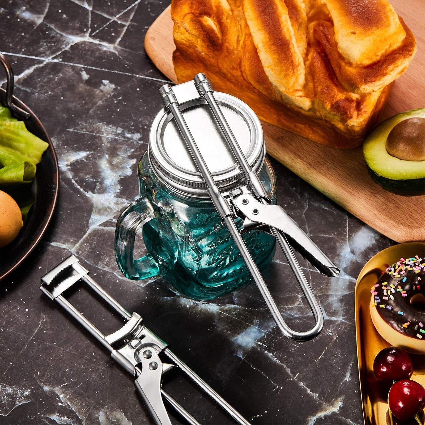 2 Pieces Master Opener Adjustable Jar and Bottle Adjustable Multifunction Stainless Steel Can Jar Lid Gripper Manual Opener Kitchen Accessories for Weak Hands Seniors