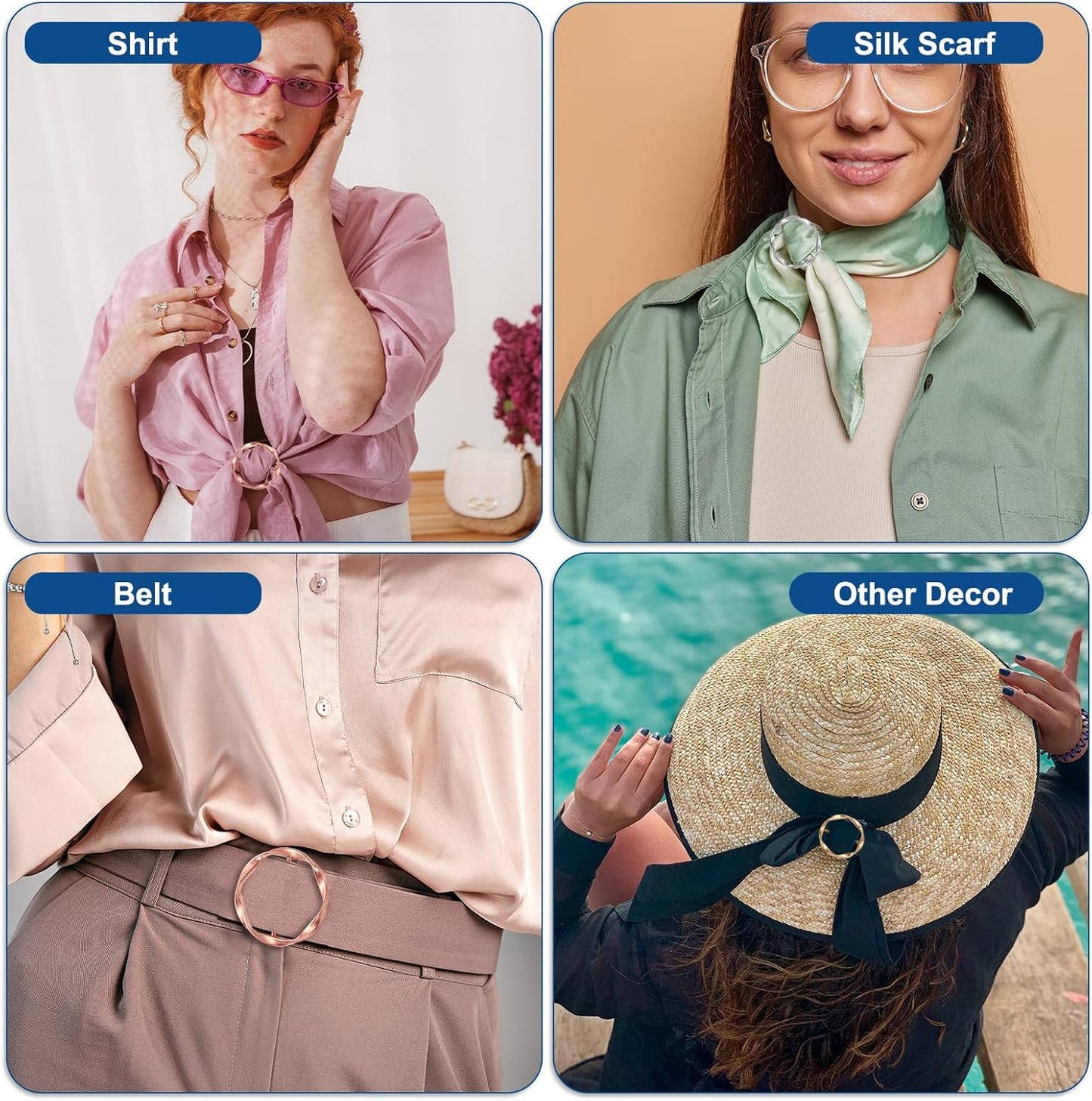 T-shirt Clips, Clothes Knotting Buckle Ring Wrap Holder for Women Scarf, Loose T-shirt