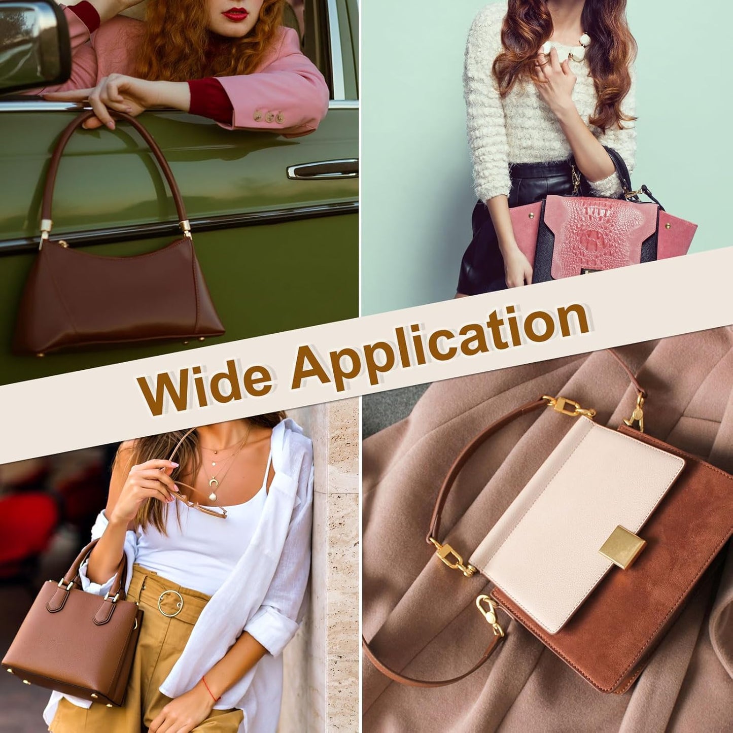 4Pcs Handbag Handle Cover, PU Leather Luggage Handle Wraps, Luggage Grip Protector for Purse Tote Bag Suitcase, Dark Green