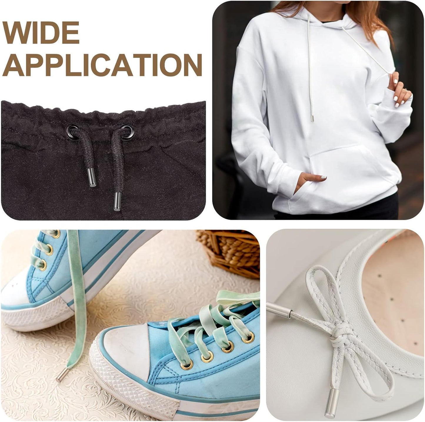 Shoelace Tips, Alloy Shoe Lace Ends Tip, Cylindrical Tip Replacement for Shoestring