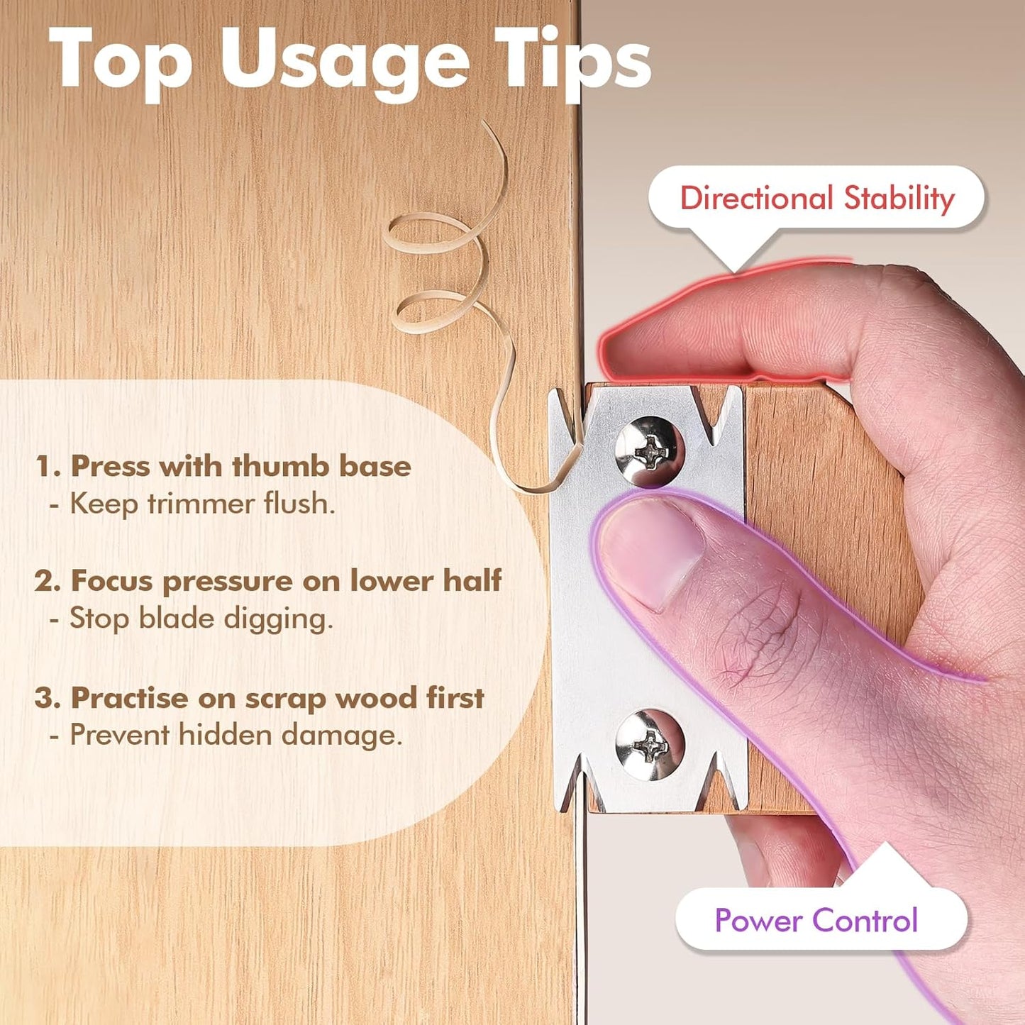 Edge Banding Trimmer, Upgraded Veneer Edge Trimmer with Wooden Handle and 3 Replacement Blades, Edge Band Cutter Tool for Woodworking, Veneer, PVC, Laminate, Plywood, Melamine