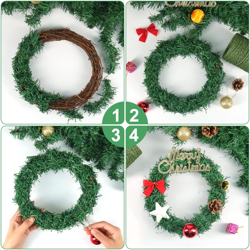 Floral Wire, 656 Feet 2mm Paper Covered Bind Wire for Floral Bouquets, Crowns, Wreath Making, Christmas Ornaments, Garlands, Wedding Decorating, Crafts (Green)