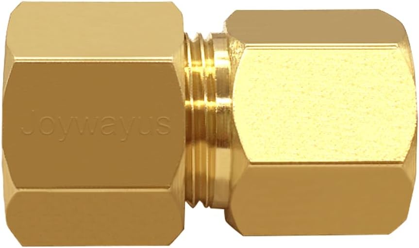 Brass Compression Tube Pipe Fitting 3/8" Tube OD Compression x 1/4" NPT Female Union Connector (Pack of 2)