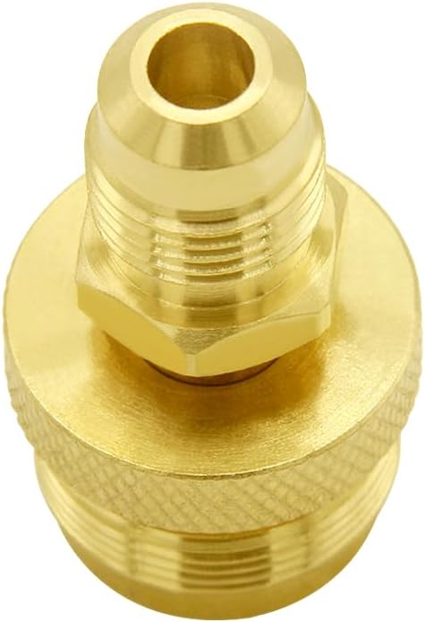 1LB Propane Disposal Adapter Fitting 1"-20 Male Throwaway Cylinder Thread to 3/8" Flare Male, Portable Camping Grill Stove Parts for Heaters, Burner, Cooker, Solid Brass