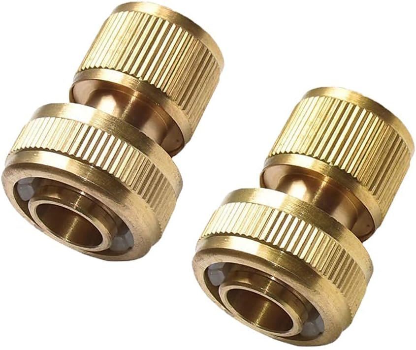 1/2" ID Hose Solid Brass Fitting Closed Flow Garden Tools Quick Repair Damaged Leaky Adapter Garden Water Irrigation Quick Connector (Pack of 2)