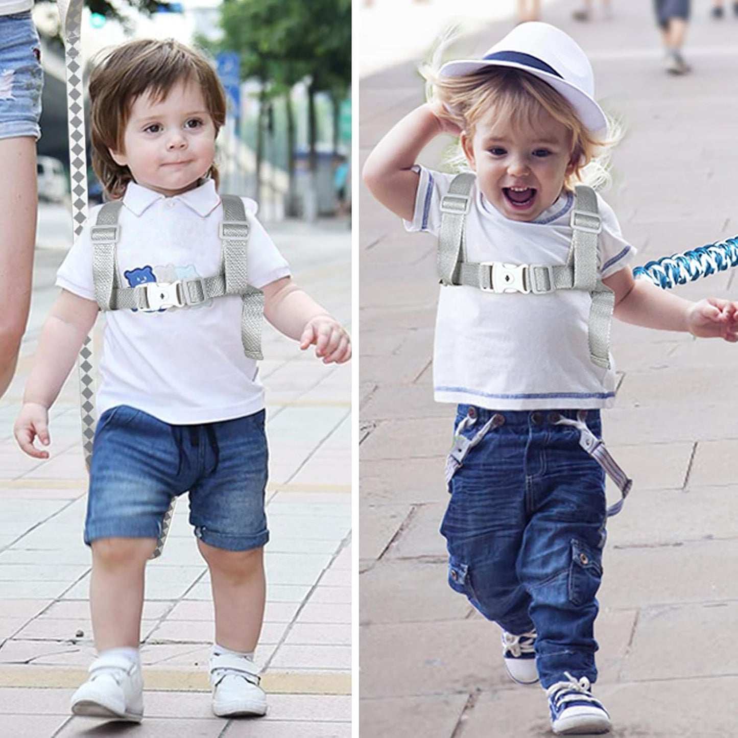 Toddler Harness Leash+ Anti Lost Wrist Link, Cute Dinosaur Kids Harness with Leash, Foldable Child Leash Baby Walking Wristband Assistant Strap Belt Hold Baby Boys Girls Close While Walking