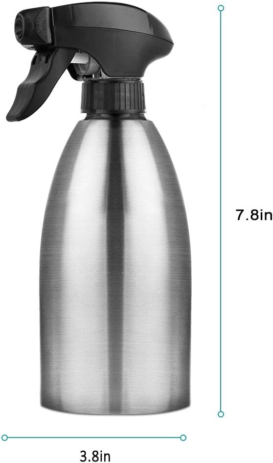 Olive Oil Sprayer, Vinegar Sprayer Dispenser, Safety Exquisitely Stainless Steel Container Seasoning Kitchenware Tools for BBQ, Cooking, Frying and Grilling (17oz (500ML))