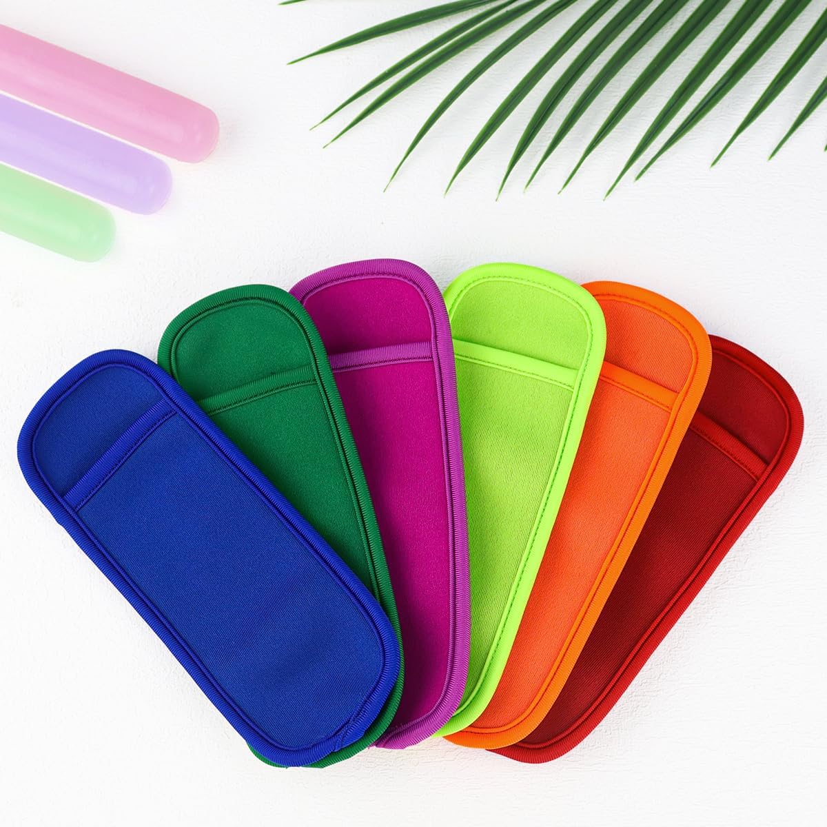 6 Pieces Ice Pop Neoprene Insulator Sleeves Reusable Popsicle Holders Ice Popsicles Bags Ice Pop Sleeves Popsicle Holder Sleeves Ice Pop Stick Sleeves(6 Colors)