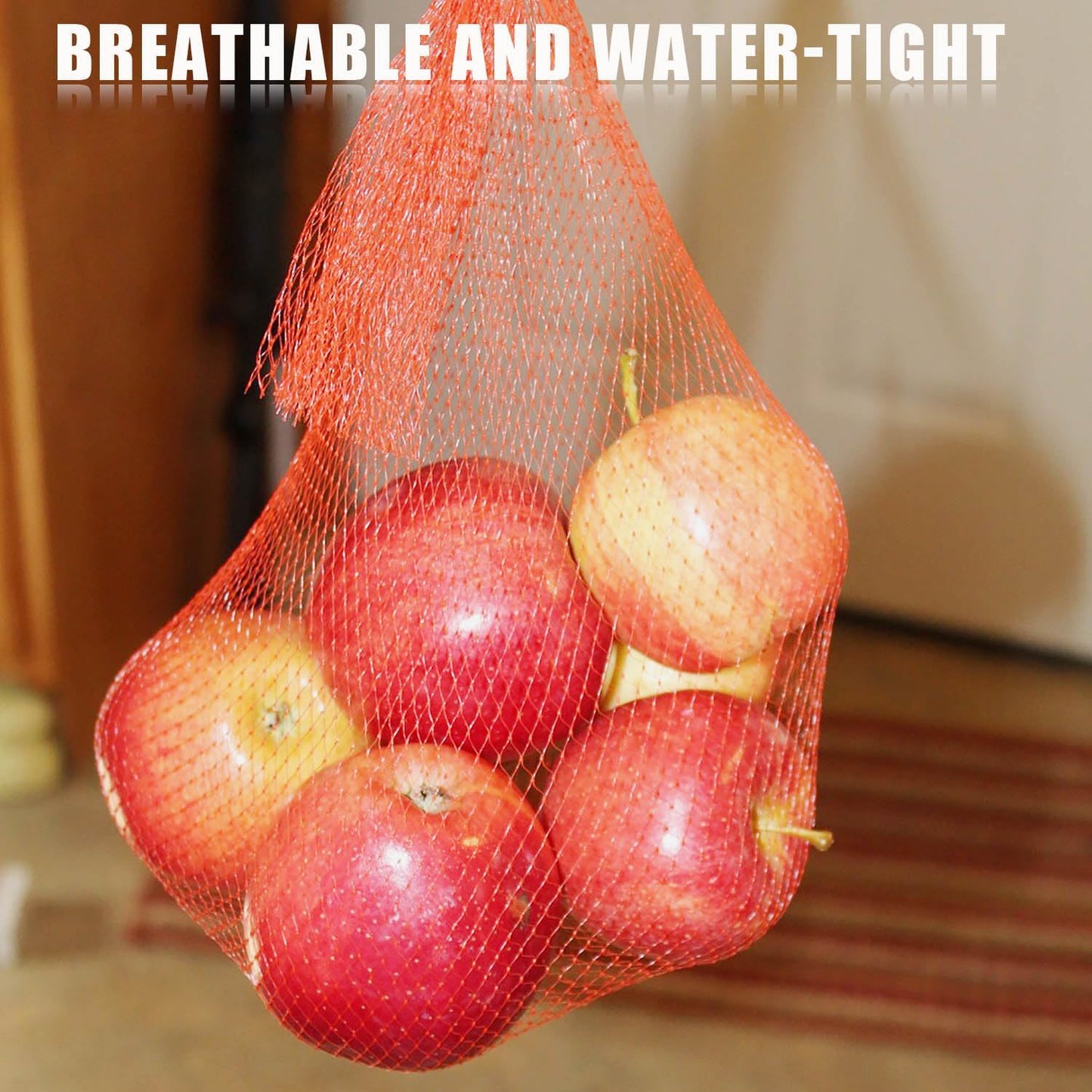 100Pcs Reusable Mesh Produce Bags Nylon Netting, 20 Inch Red Seafood Bag Onion Potato Garlic Storage Bag