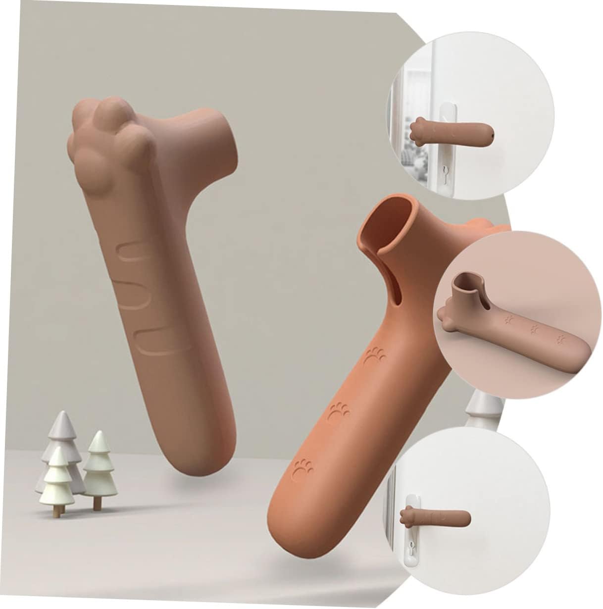 Silicone Door Handle Cover 1 Pack Child Safe Anti-Collision Paw Design Brown