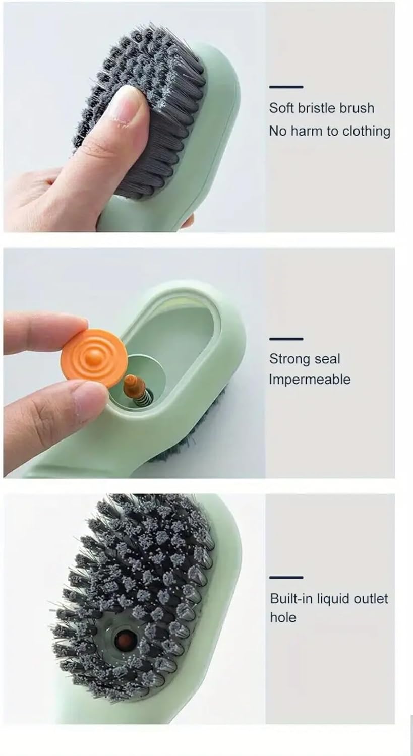 Green Soft Bristle Shoe Brush with Ergonomic Handle Multifunctional for Shoes and Clothing Hanging Design 1 Piece