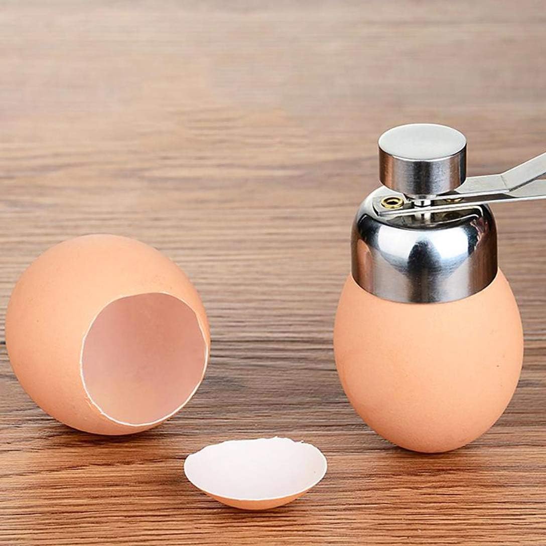 Egg Shell Cutter with Spring Mechanism for Soft and Hard Boiled Eggs Silver 1 Piece