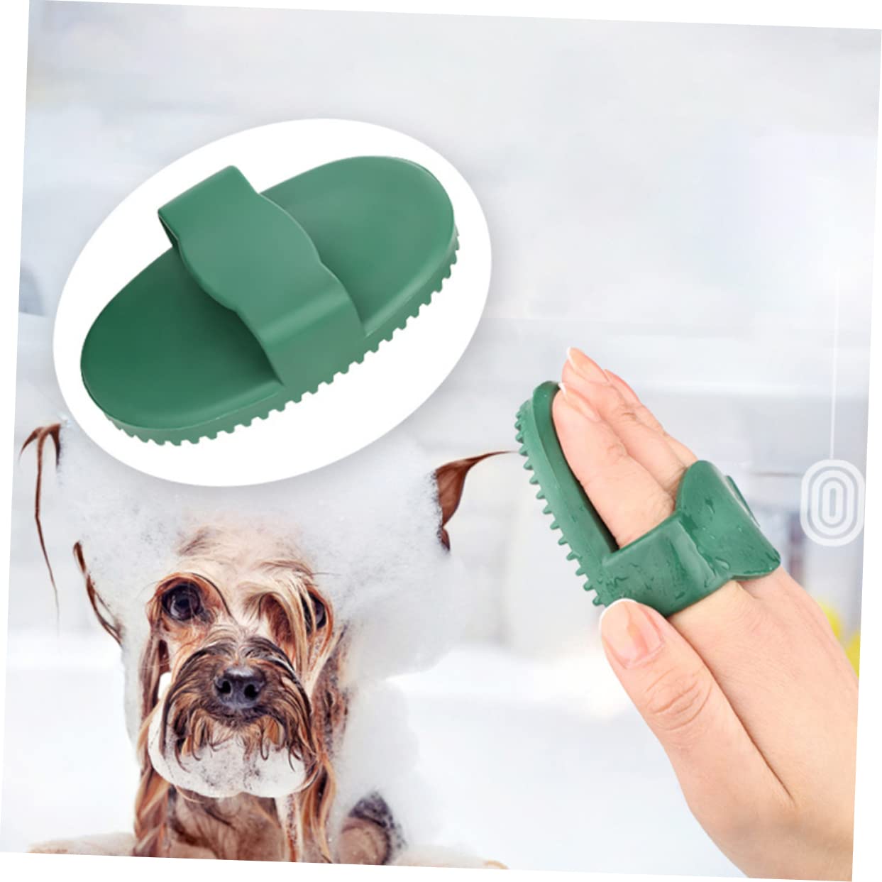 2 Pack Pet Massage Brush for Dog and Cat Grooming Green