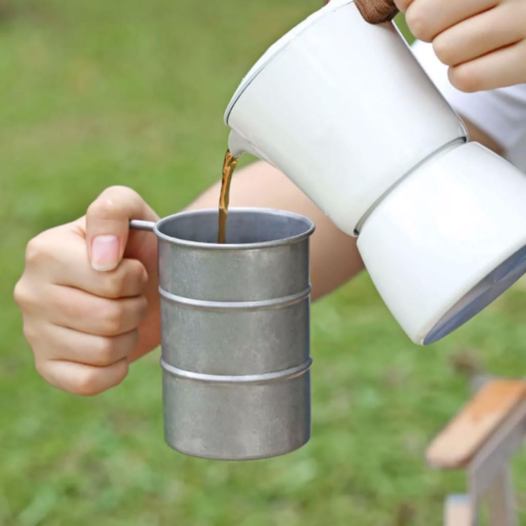 Outdoor Coffee Mug with Wooden Handle 350ml Set of 2 Camping Beer Cup for Outdoor Use