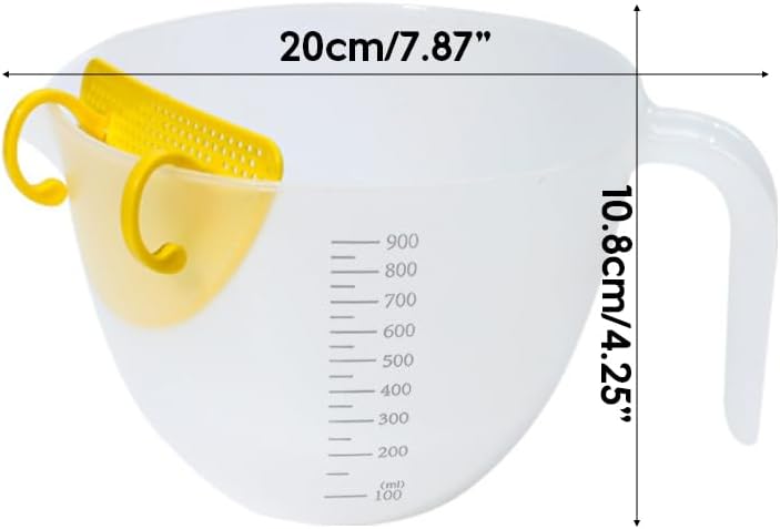 Multifunctional Colander Bowl with Strainer - Measuring Cup/Funnel / Egg Separator - Ideal for Baking