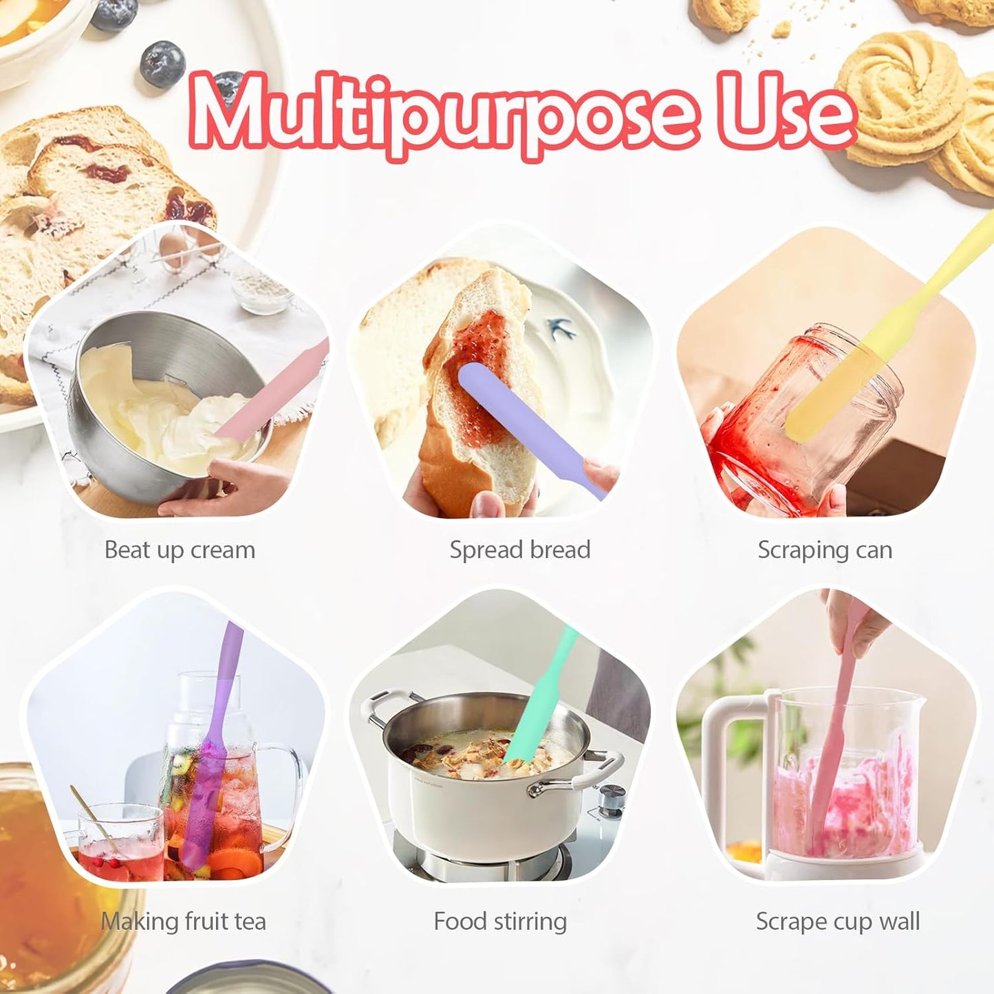4 Piece Silicone Scraper Set 24cm Flexible Spatulas for Mixing Spreading Jars Bottles